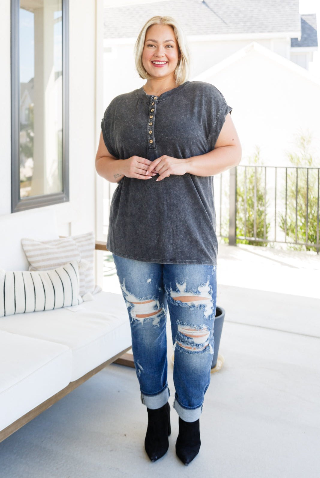 She's Alright Mineral Wash Sleeveless Henley (Online Exclusive) - Uptown Boutique Ramona