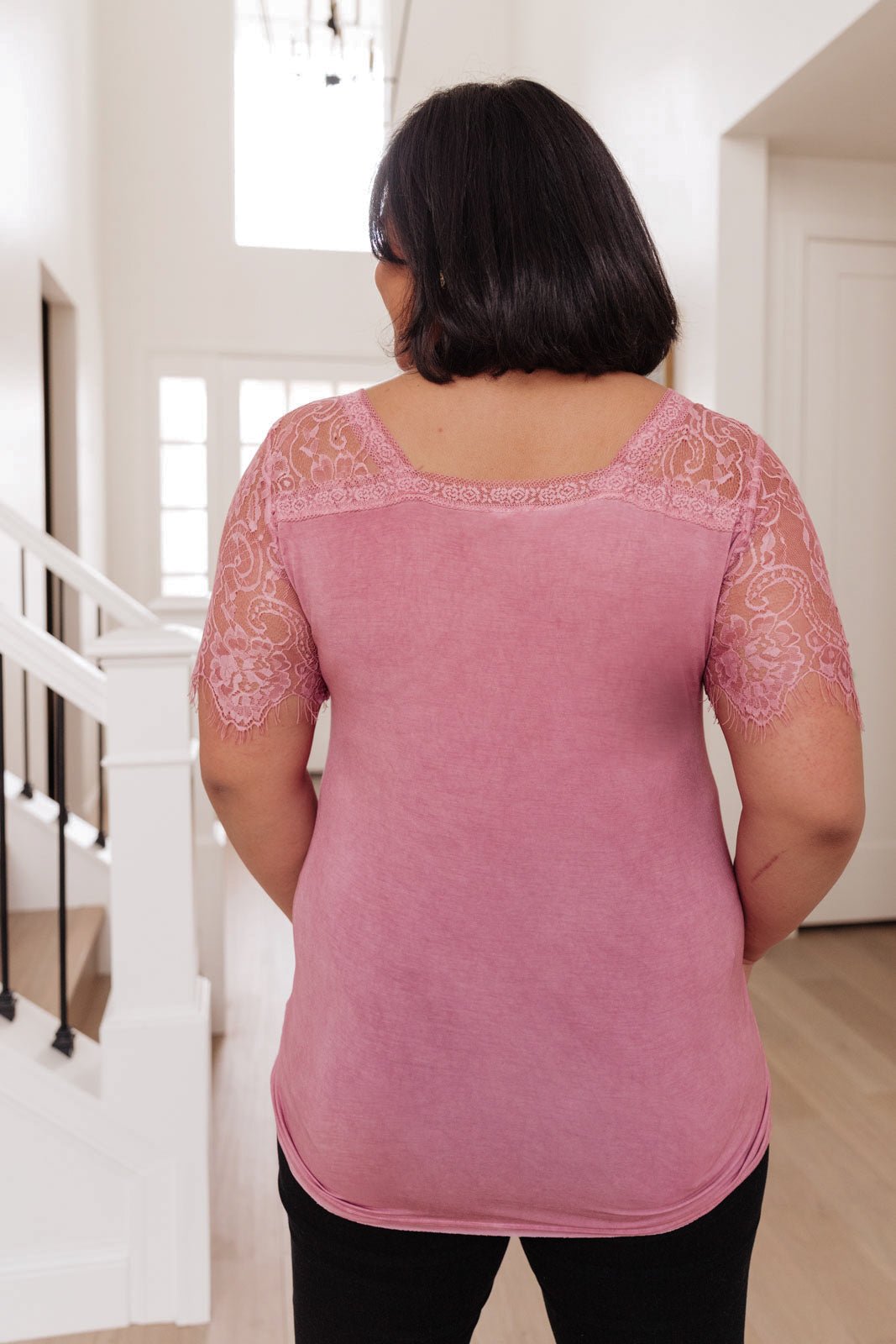 A Little Bit of Lace Top In Pink (Online Exclusive) - Uptown Boutique Ramona