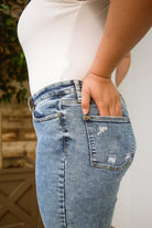 Acid Wash Destroyed Hem Skinny Jeans (Online Exclusive) - Uptown Boutique Ramona