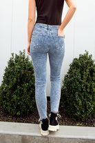 Acid Wash Destroyed Hem Skinny Jeans (Online Exclusive) - Uptown Boutique Ramona
