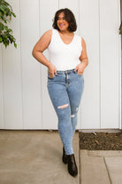Acid Wash Destroyed Hem Skinny Jeans (Online Exclusive) - Uptown Boutique Ramona