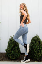 Acid Wash Destroyed Hem Skinny Jeans (Online Exclusive) - Uptown Boutique Ramona