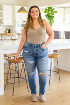Ashley Hi - Waist Destroyed Boyfriend Jeans (Online Exclusive) - Uptown Boutique Ramona
