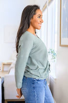 Austin Waffle Knit Basic Top In Sage (Online Exclusive) - Uptown Boutique Ramona