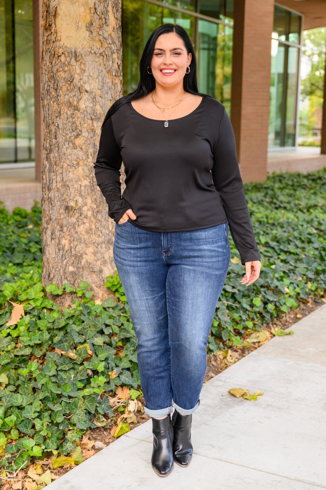 Can You Believe It Basic Long Sleeve Top In Black (Online Exclusive) - Uptown Boutique Ramona