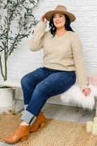 Chai Latte V - Neck Sweater in Oatmeal (Online Exclusive) - Uptown Boutique Ramona