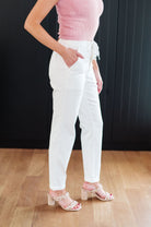 Charlene High Rise Contrast Thread Jogger in Ecru (Online Exclusive) - Uptown Boutique Ramona