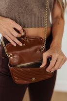 Classic Beauty Quilted Clutch in Brown (Online Exclusive) - Uptown Boutique Ramona