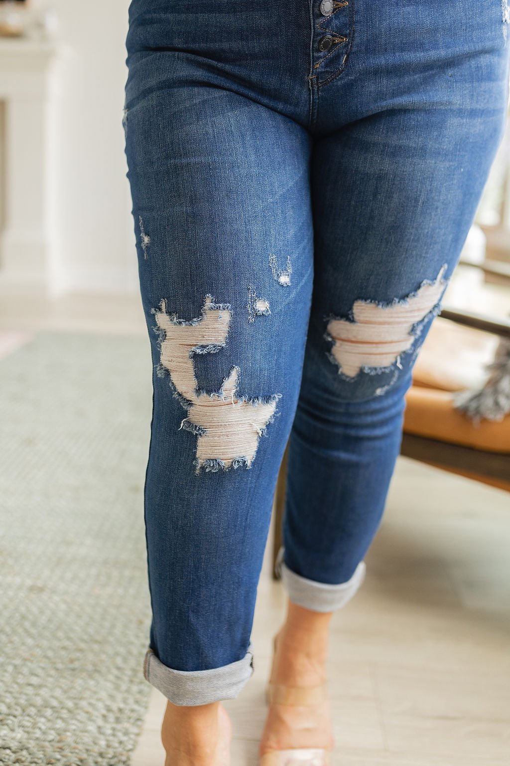 Colt High Rise Button Fly Distressed Boyfriend Jeans (Online Exclusive) - Uptown Boutique Ramona