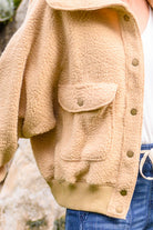Don't Stress Oversized Collar Sherpa Jacket In Taupe (Online Exclusive) - Uptown Boutique Ramona