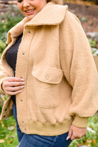 Don't Stress Oversized Collar Sherpa Jacket In Taupe (Online Exclusive) - Uptown Boutique Ramona