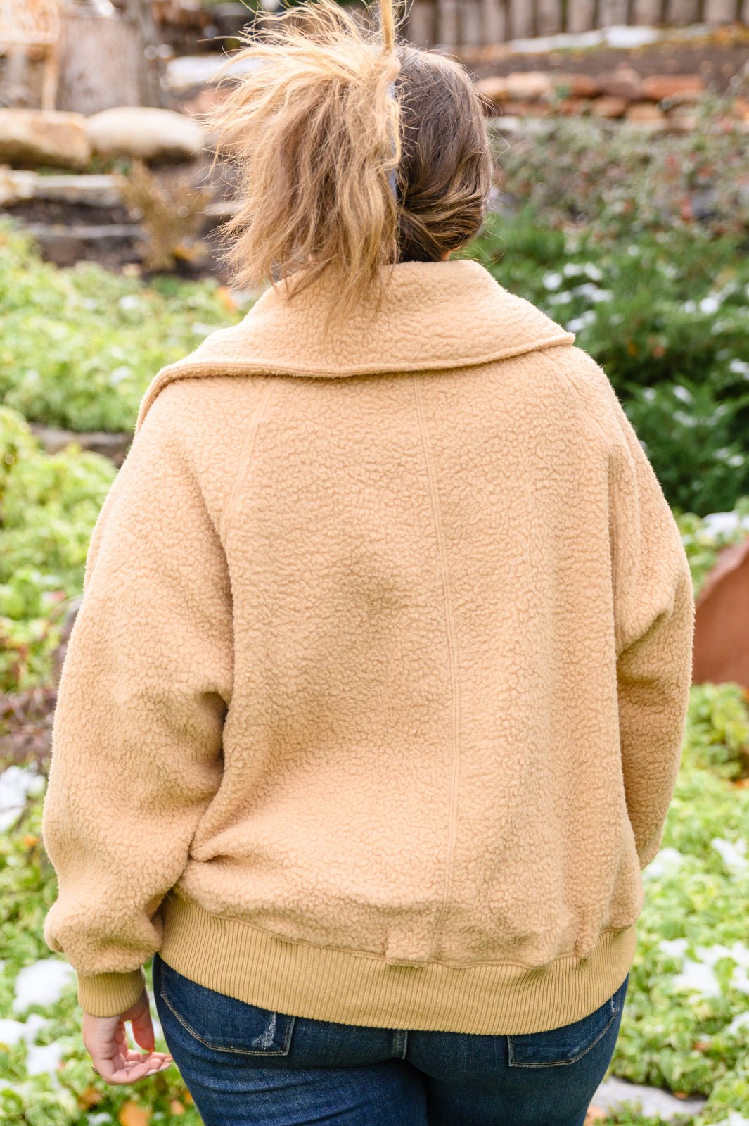 Don't Stress Oversized Collar Sherpa Jacket In Taupe (Online Exclusive) - Uptown Boutique Ramona