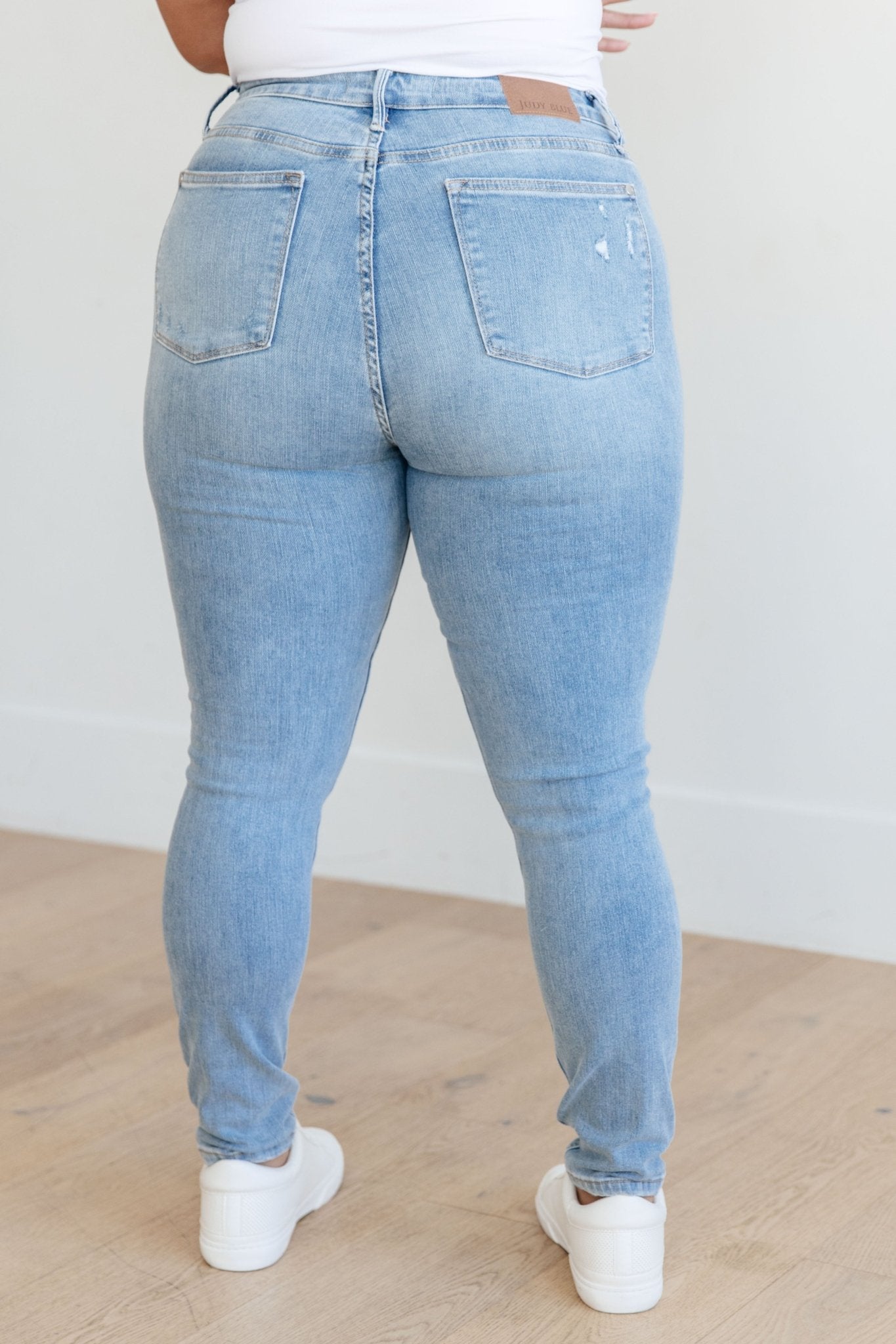 Eloise Mid Rise Control Top Distressed Skinny Jeans (Online Exclusive) - Uptown Boutique Ramona