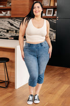 Emily High Rise Cool Denim Pull On Capri Jeans (Online Exclusive) - Uptown Boutique Ramona