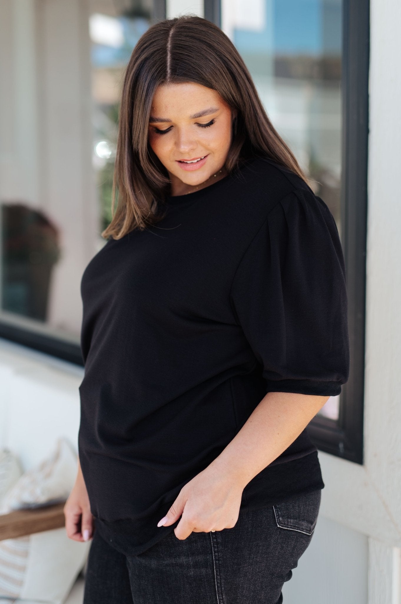 Evidently Different Puff Sleeve Top (Online Exclusive) - Uptown Boutique Ramona