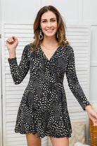 Fay Long Sleeve V Neck Skort Dress (Online Exclusive) - Uptown Boutique Ramona