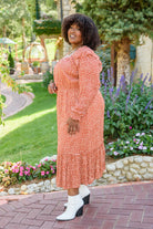 First Kiss Long Sleeve Maxi Dress In Rust (Online Exclusive) - Uptown Boutique Ramona