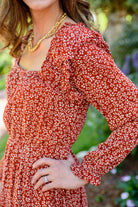 First Kiss Long Sleeve Maxi Dress In Rust (Online Exclusive) - Uptown Boutique Ramona