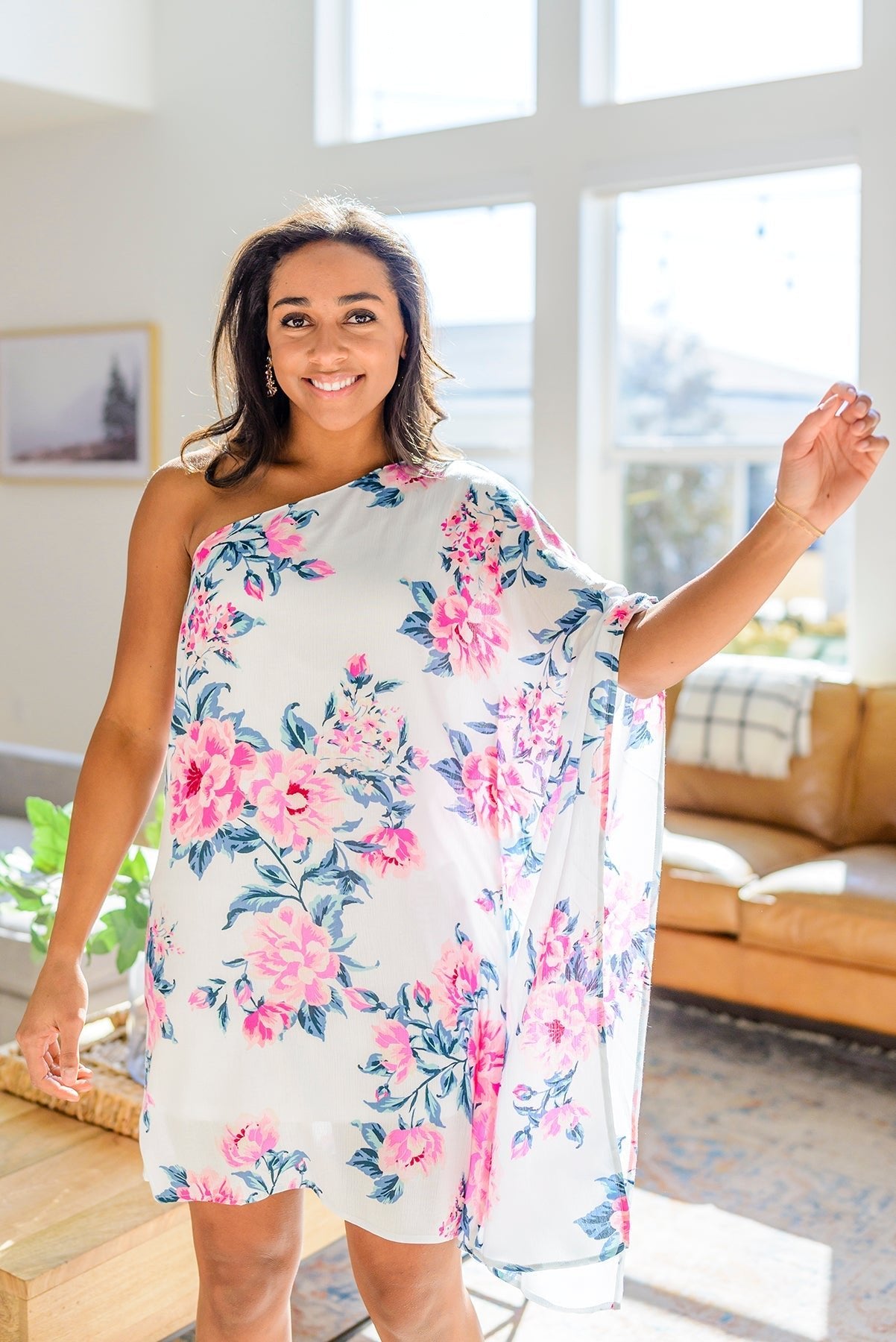 Forever Smitten Floral One Shoulder Dress (Online Exclusive) - Uptown Boutique Ramona