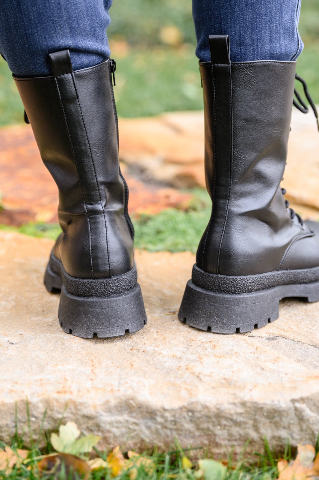 Fresh Feels Combat Boots In Black (Online Exclusive) - Uptown Boutique Ramona