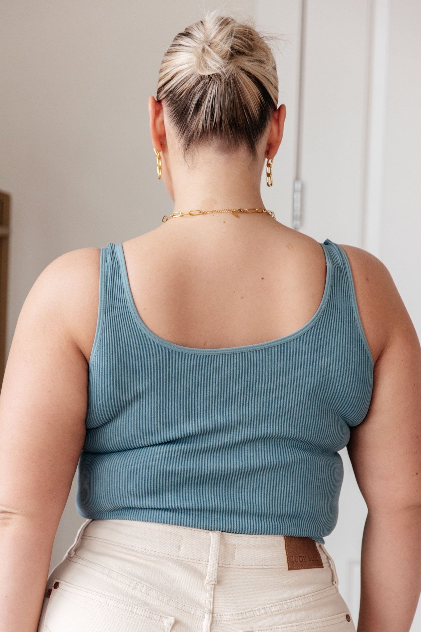 Fundamentals Ribbed Seamless Reversible Tank in Vintage Blue (Online Exclusive) - Uptown Boutique Ramona
