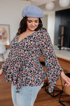 Have It All Angel Sleeve Top in Black Floral (Online Exclusive) - Uptown Boutique Ramona