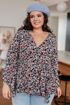 Have It All Angel Sleeve Top in Black Floral (Online Exclusive) - Uptown Boutique Ramona