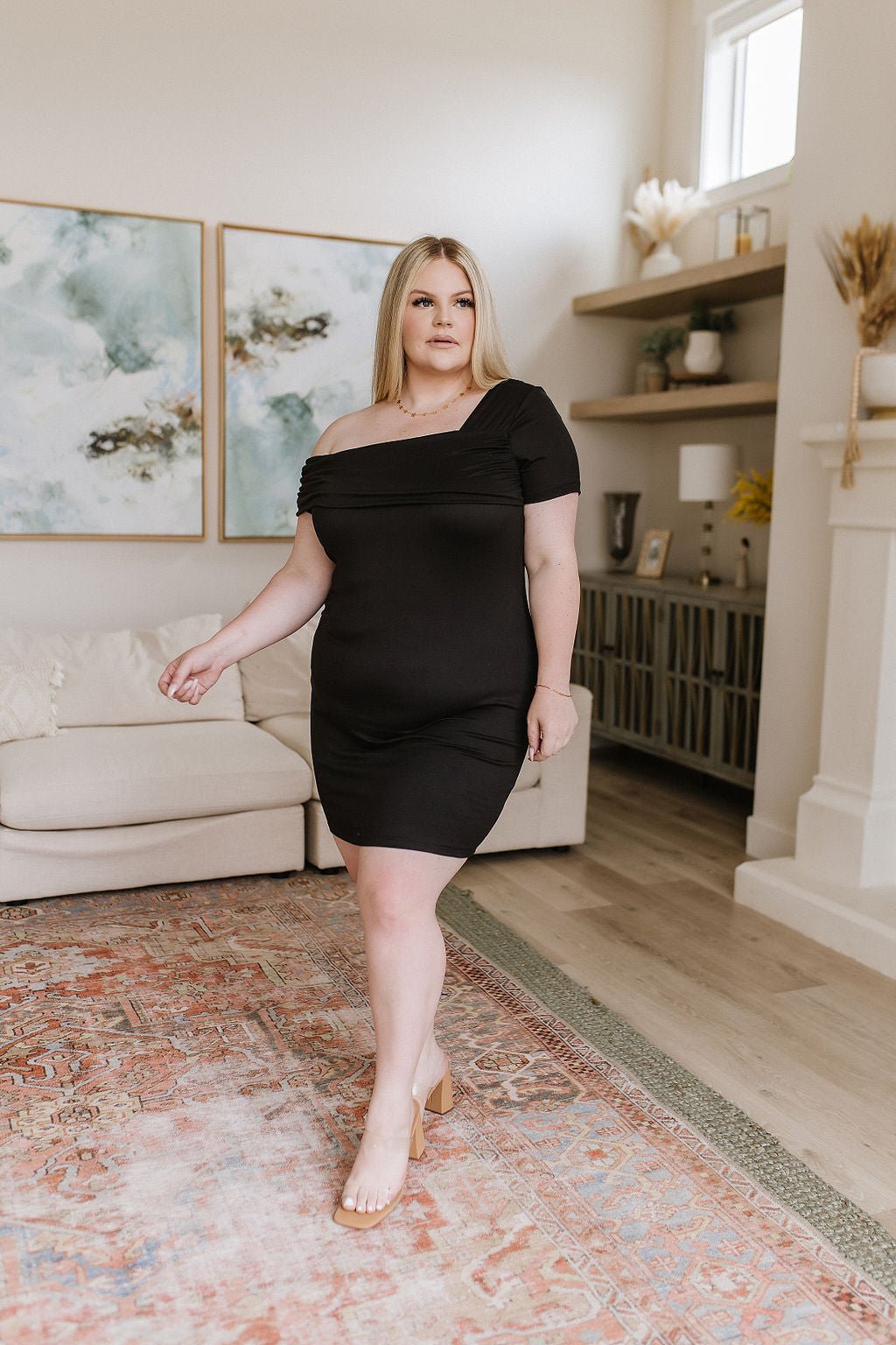 Head Over Heels Asymmetrical Neckline Dress (Online Exclusive) - Uptown Boutique Ramona