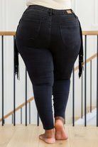 Hilary Side Fringe Skinny Jegging In Black (Online Exclusive) - Uptown Boutique Ramona