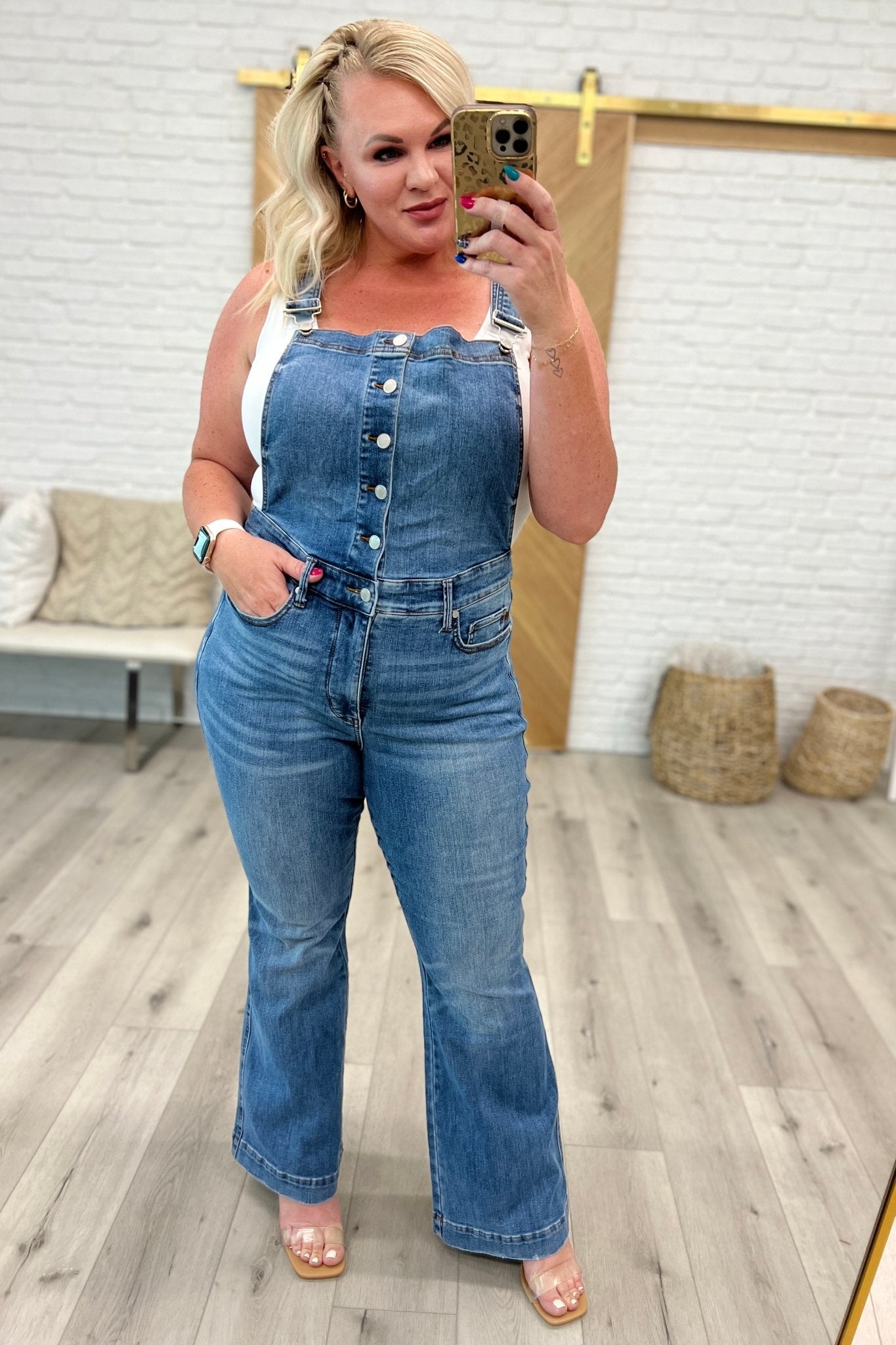 Izzy Control Top Retro Flare Overalls (Online Exclusive) - Uptown Boutique Ramona