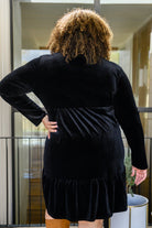 Jentsyn Velvet V - Neck Dress in Black (Online Exclusive) - Uptown Boutique Ramona