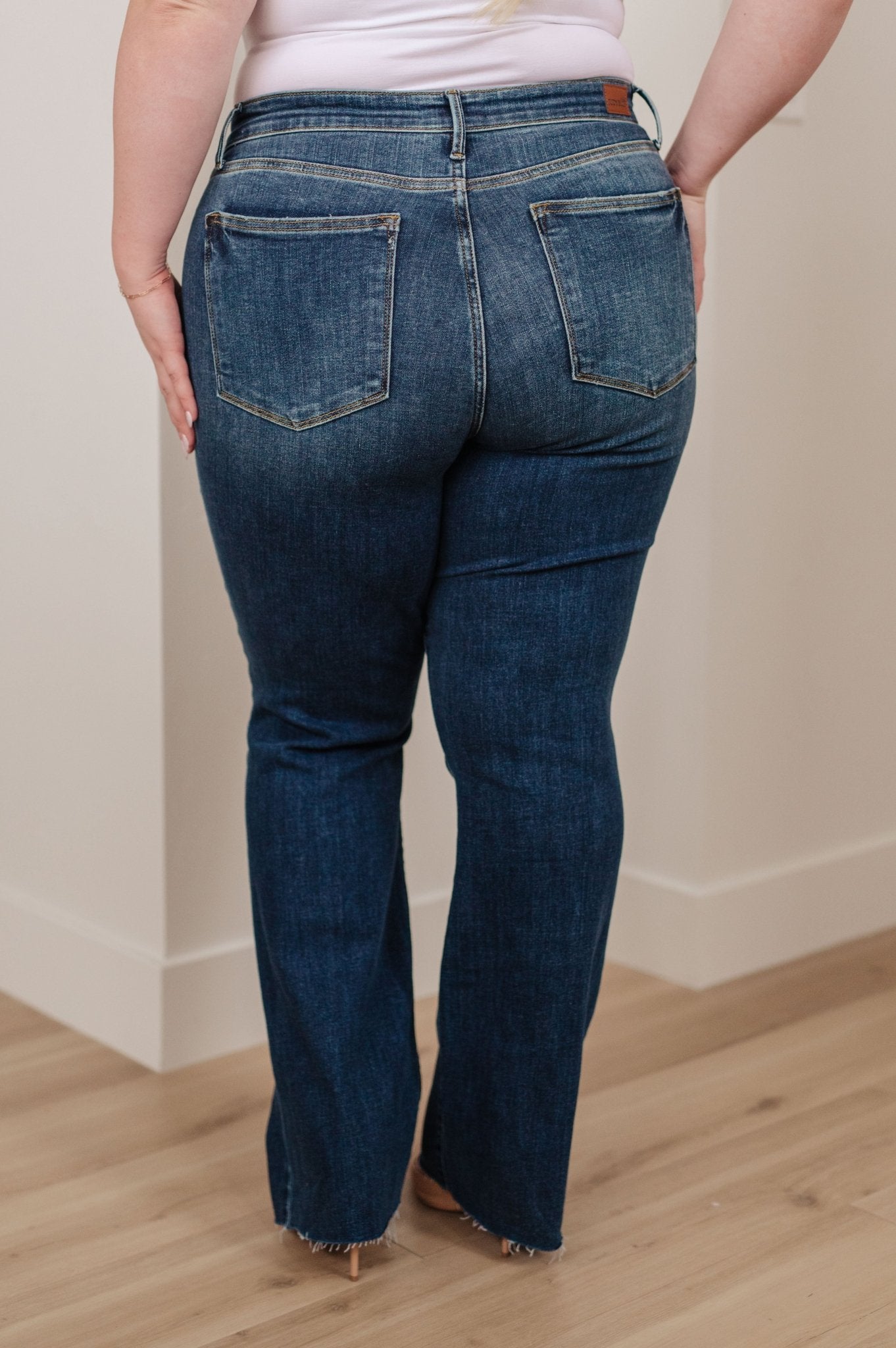 Josephine Mid Rise Raw Hem Bootcut Jeans (Online Exclusive) - Uptown Boutique Ramona