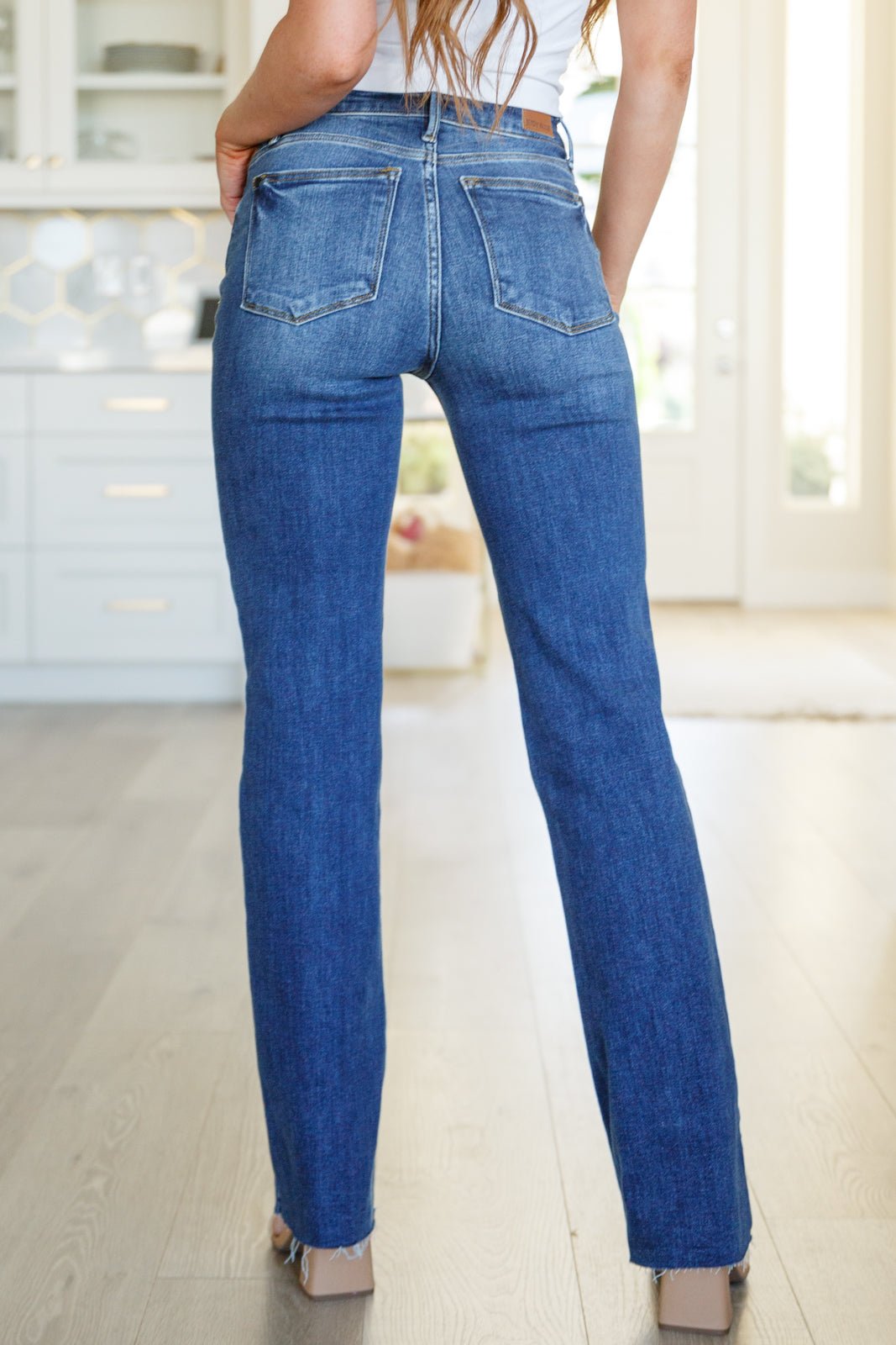 Josephine Mid Rise Raw Hem Bootcut Jeans (Online Exclusive) - Uptown Boutique Ramona