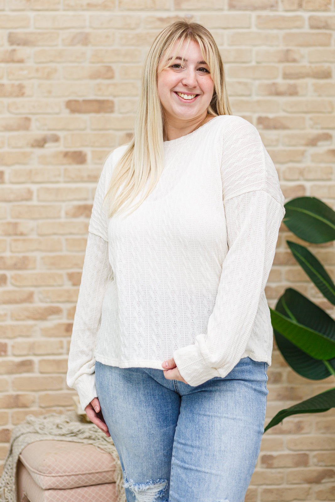 Keep Me Here Knit Sweater in Cream (Online Exclusive) - Uptown Boutique Ramona
