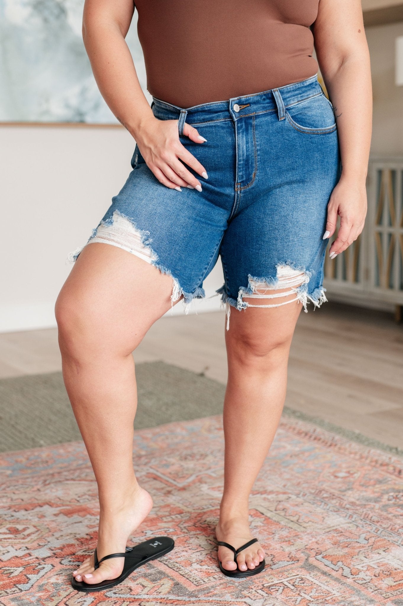 Kelsey Mid Rise Distressed Cutoff Shorts (Online Exclusive) - Uptown Boutique Ramona