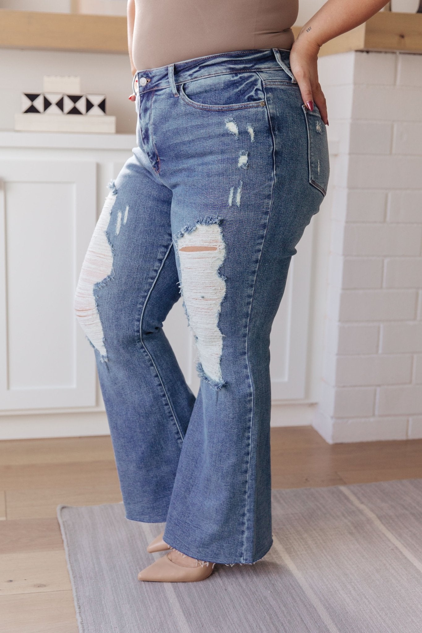Kiana High Rise Heavy Destroy Flare (Online Exclusive) - Uptown Boutique Ramona