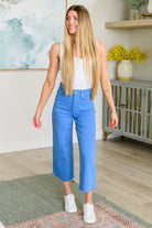 Lisa High Rise Control Top Wide Leg Crop Jeans in Sky Blue (Online Exclusive) - Uptown Boutique Ramona