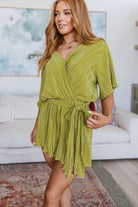 Lovely Life Plisse Romper in Green (Online Exclusive) - Uptown Boutique Ramona