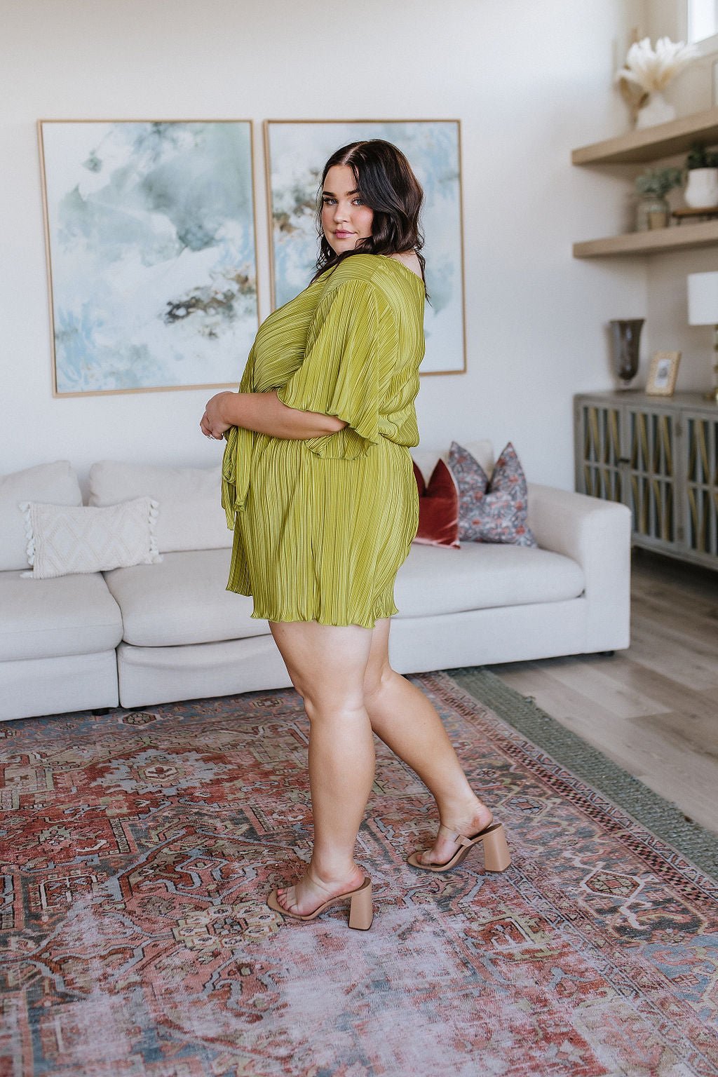 Lovely Life Plisse Romper in Green (Online Exclusive) - Uptown Boutique Ramona