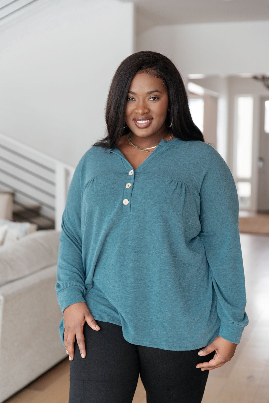 Moon Bay Top In Blue (Online Exclusive) - Uptown Boutique Ramona