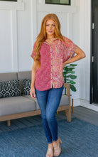 No Competition Mixed Print Button Down (Online Exclusive) - Uptown Boutique Ramona