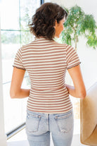 Nostalgic Note Striped Mock Neck Top (Online Exclusive) - Uptown Boutique Ramona