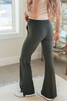On the Move V Front Flare Leggings in Olive (Online Exclusive) - Uptown Boutique Ramona