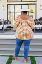 One Fine Afternoon Gingham Plaid Top In Caramel (Online Exclusive) - Uptown Boutique Ramona
