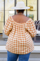 One Fine Afternoon Gingham Plaid Top In Caramel (Online Exclusive) - Uptown Boutique Ramona
