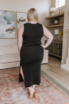 Out on the Town Tie Detail Midi Dress in Charcoal (Online Exclusive) - Uptown Boutique Ramona