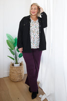 Petunia High Rise Wide Leg Jeans in Plum (Online Exclusive) - Uptown Boutique Ramona