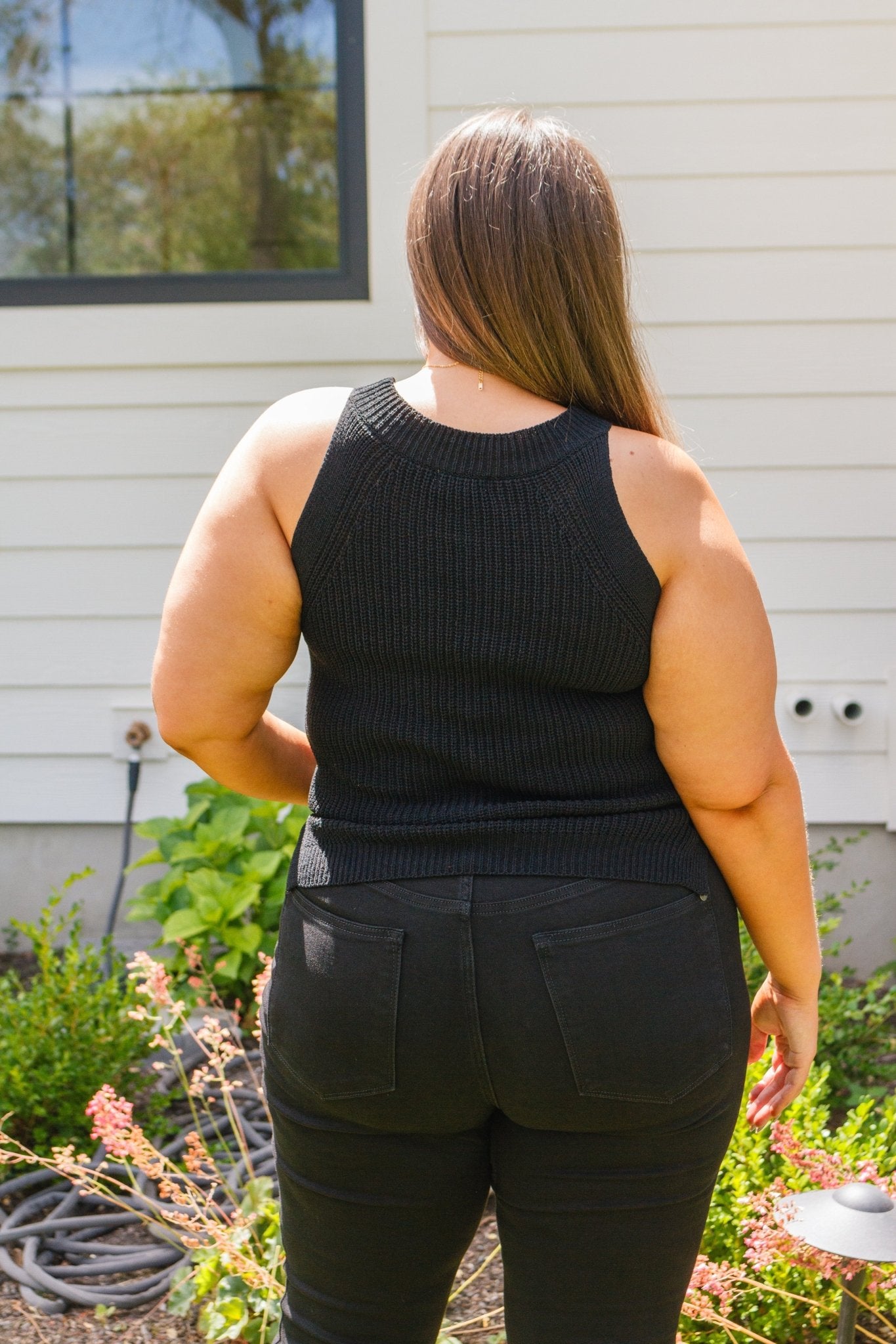 Previous Engagement Halter Neck Sweater Tank in Black - Uptown Boutique Ramona