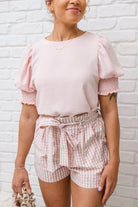 Prim & Pretty Gingham Tie Shorts (Online Exclusive) - Uptown Boutique Ramona
