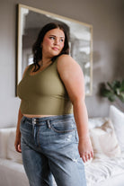 Relevant Ribbed Seamless Reversible Tank in Moss (Online Exclusive) - Uptown Boutique Ramona